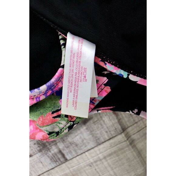 No Boundaries Pink Black Floral Bikini Swim 2pc Swimsuit LARGE Beach Cruise - Picture 12 of 14